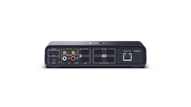 Hub Receiver back 4 channels DANTE networking Inputs and Outputs