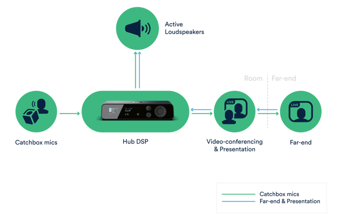 Video conferencing with loudspeakers